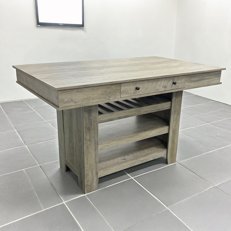 Wood Kitchen Island, Grey