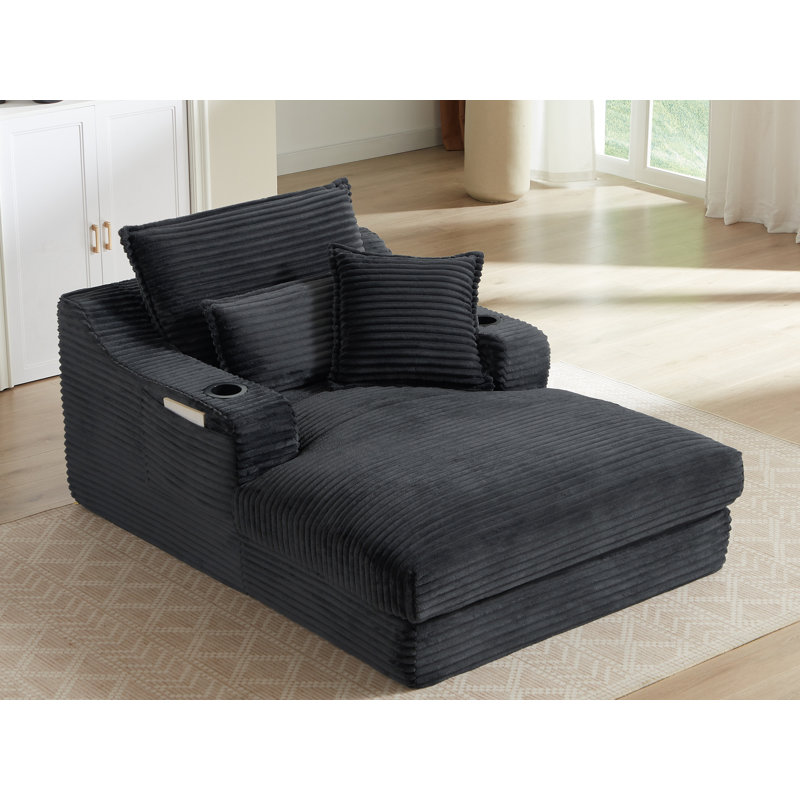 Chaise longue rembourrée avec 2 coussins - aucun assemblage requis, Gris foncé