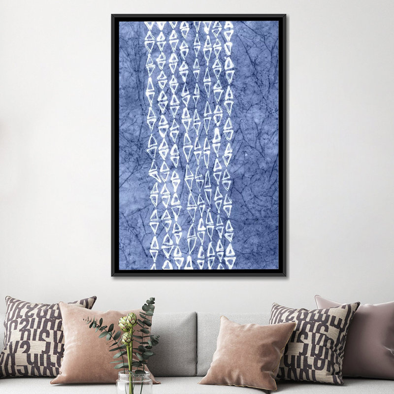 « primitive patterns iii », impression sur toile, H 26 po x l 18 po x P 1,5 po, Toile avec cadre noir, Pas de tapis