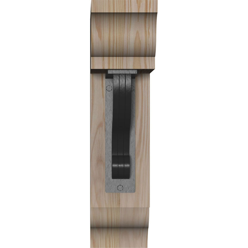3 1/2"W x 13 1/2"D x 16"H Ashford Traditional Ironcrest Smooth Bracket, Douglas Fir (2"W x 5 1/2"D x 8"H Iron Bracket)