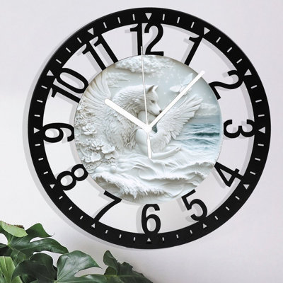 Metal Wall Clock for Living Room -10" Forest Path Lined With Bluebell Flowers Silent Non Ticking,Battery Operated, Antique Clocks for Farmhouse,Bedroom,Kitchen - Arabic Numerals