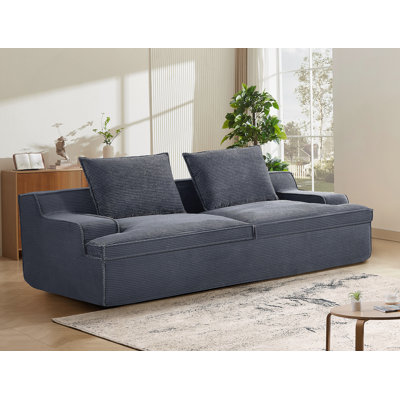 Wide Couch For Living Room - 4 Seater, Full Foam, Soft Corduroy, Ergonomic, No Assembly, 90 Inch Wide, , Assembly