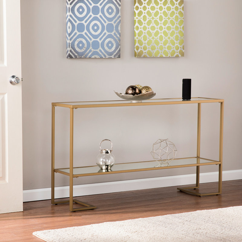 Console étroite Horten Glam - doré avec miroir, Doré
