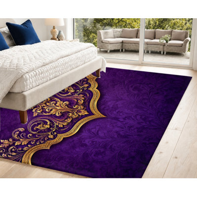 Tapis de luxe de style baroque, lavable à la machine, avec envers antidérapant, riche motif floral, idéal pour décorer votre salon, chambre, entrée, cuisine, balcon ou appartement.