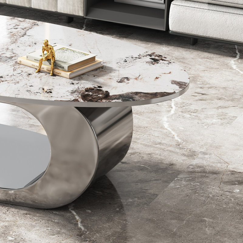 Table basse ovale en faux marbre