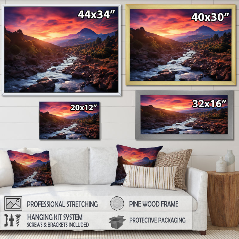 Spain Sunrise Over Teide National Park I - Nautical & Beach Wall Art Prints, Cadre simple blanc, H 34 po x l 44 po x P 1,5 po