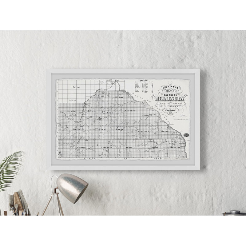 Carte du Minnesota - impression encadrée, H 12 po x l 18 po x P 1,5 po