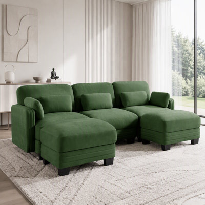Canapé modulaire modulaire avec capitonnage et repose-pieds mobile