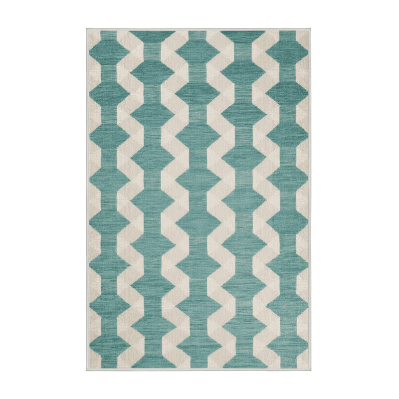 Tapis beige à carreaux lavable à la machine, Rectangle 7 pi x 10 pi