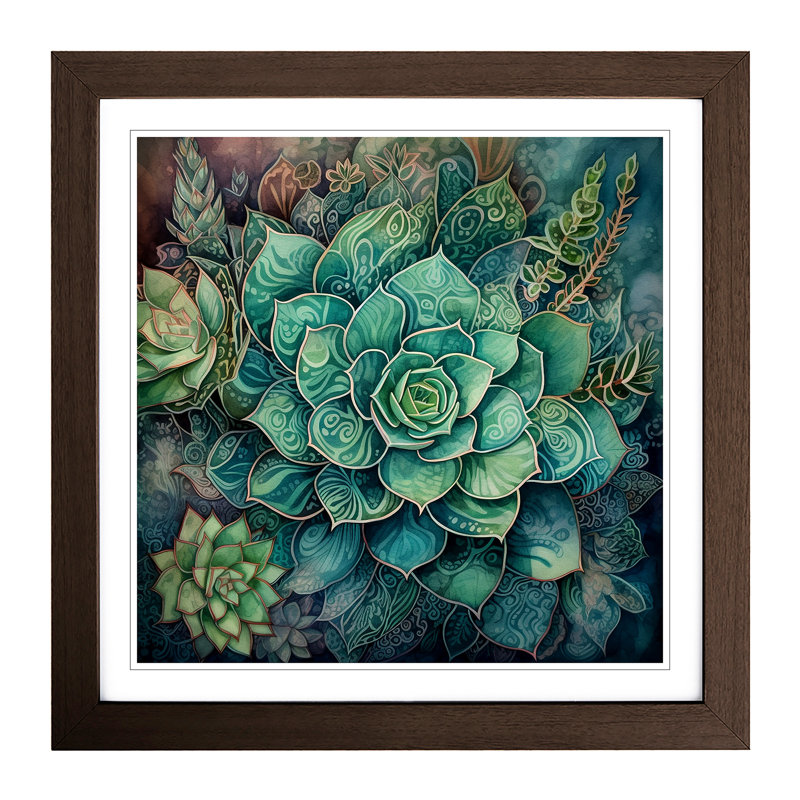 Succulent - Framed Print, Walnut