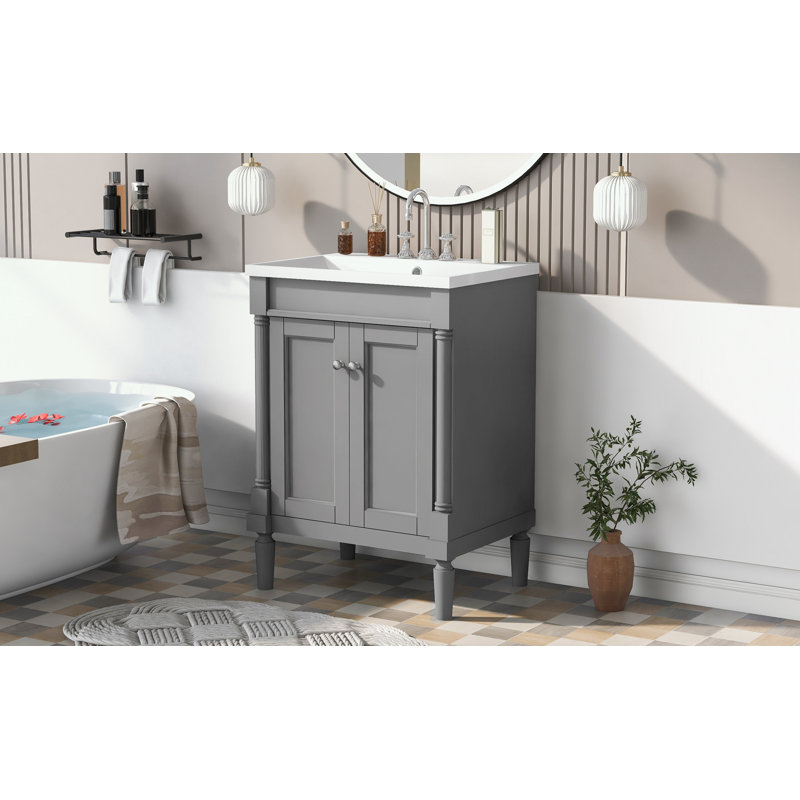 Rangement pour salle de bain Pollark, Gris, Argent argent