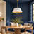4-Light Large Textured Drum Pendant Light with Brass Accent, Modern Statement Lighting
