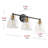 3-Light E26 Black & Brass Metal Vanity Light with Ribbed Glass Shades, Dimmable, UL Listed