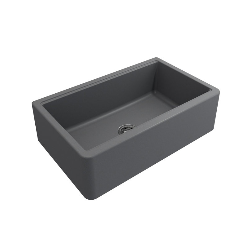 Arona 33'' L Single Basin Kitchen Sink, Concrete Gray