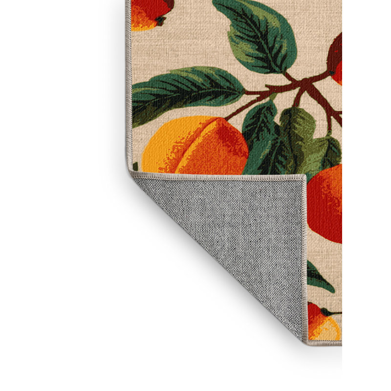 Washable Nectarine Fruits Area Rug, Rectangle 7' x 10'