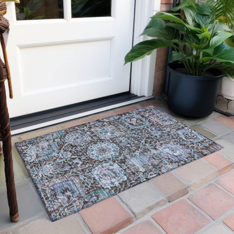 Machine Washable Indoor/Outdoor Chayden ACN1101 Chocolate Rug