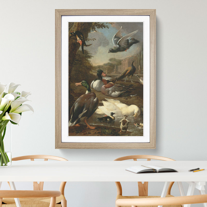 Collection of Birds Vol.2 by Melchior D'Hondecoeter - Picture Frame Painting, 36cm H x 27cm W x 2cm D, Oak Framed