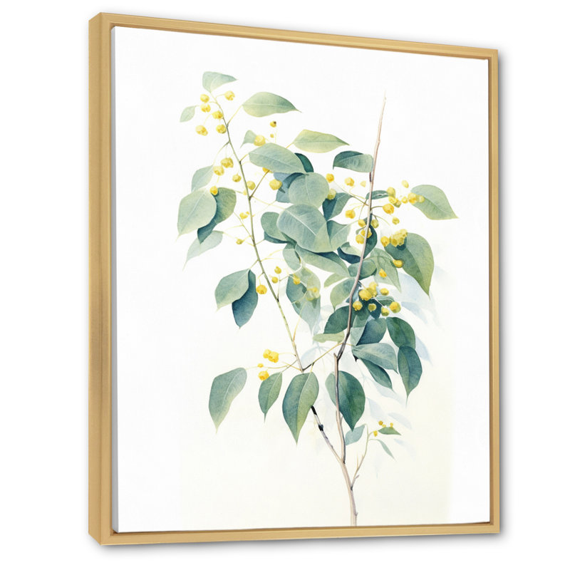 «White Green Minimalisme Eucalyptus Essence» sur toile, Cadre naturel flottant, H 20 po x l 12 po x P 1,5 po