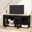 Meuble double 86,7 po pour caisses pour chien, grand chenil de ferme avec 4 tiroirs comme meuble télé, cage robuste pour 2 grands chiens-1751718421