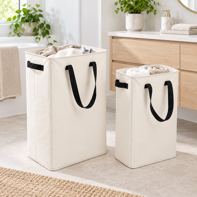 Ensemble de panier à linge autoportant en tissu 50L et 100L, panier de rangement polyvalent pliable avec poignées de transport robustes