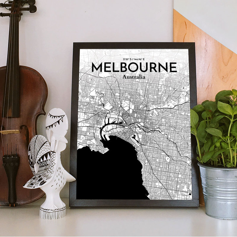 " Melbourne City Map ", 17" H x 11" W x 0.05" D