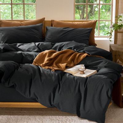 Ensemble de housse de couette 100% coton délavé MooMee