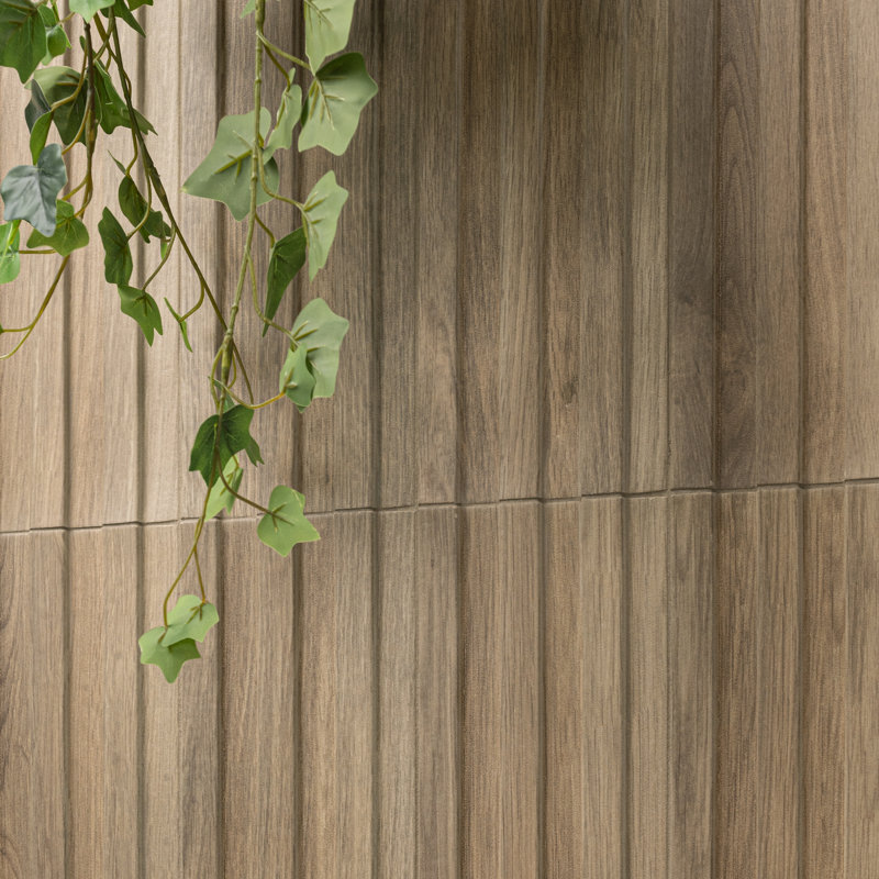 Serata Vibra 6 in. x 16 in. Matte Porcelain Fluted Wood Look Wall Tile, Savanna