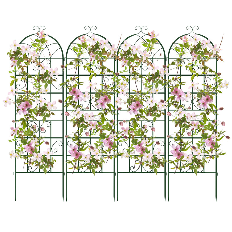 180cm W Metal Arched Trellis, Green