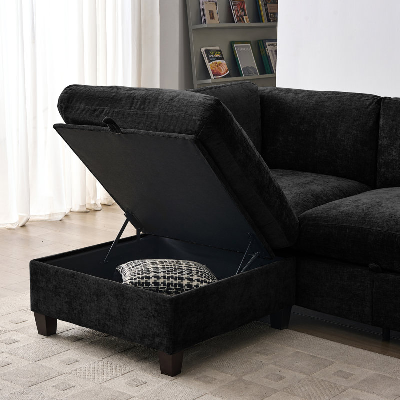 Modulaires spacieux avec rangement, revêtement en chenille, salon moderne