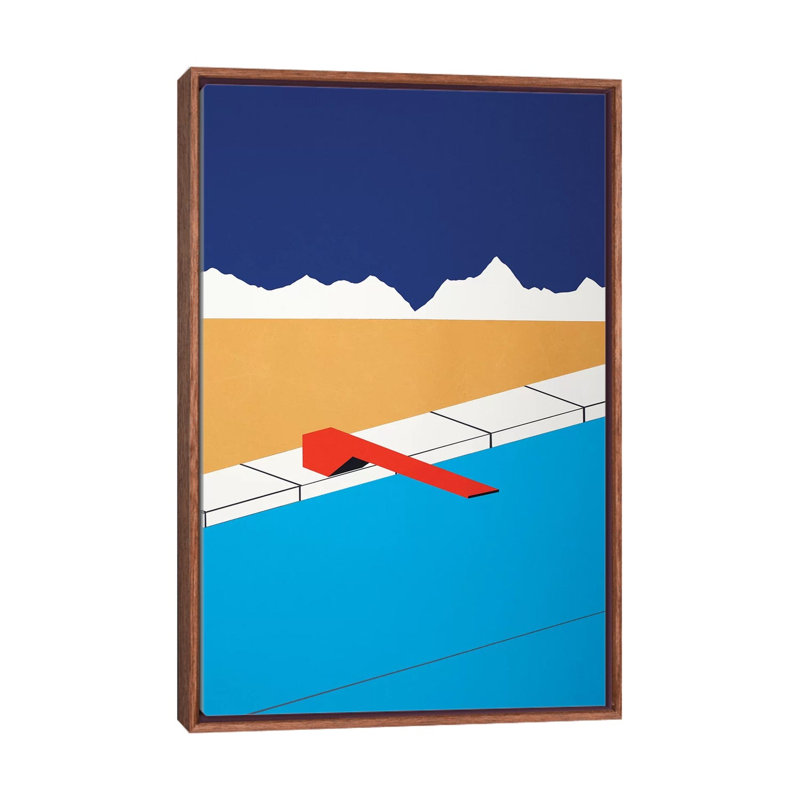Desert Pool With Red Diving Board, 101.6 cm H x 66.04 cm W x 4.445 cm D, Classic Wood