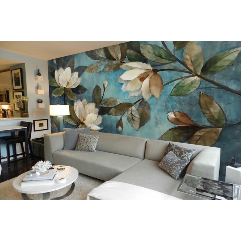 Murale chinoise Gardenia Blossom, l 35 po x L 55 po