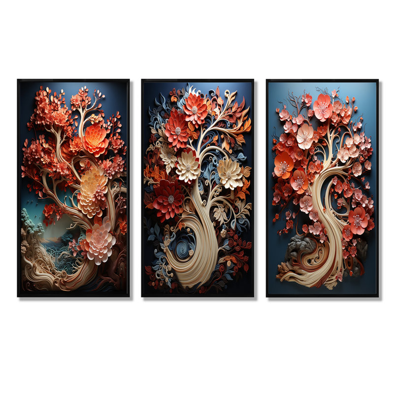 Ensemble de salon Coral Organic Tree Harmony - Tree Redwood, H 28 po x l 36 po, Cadre flottant noir