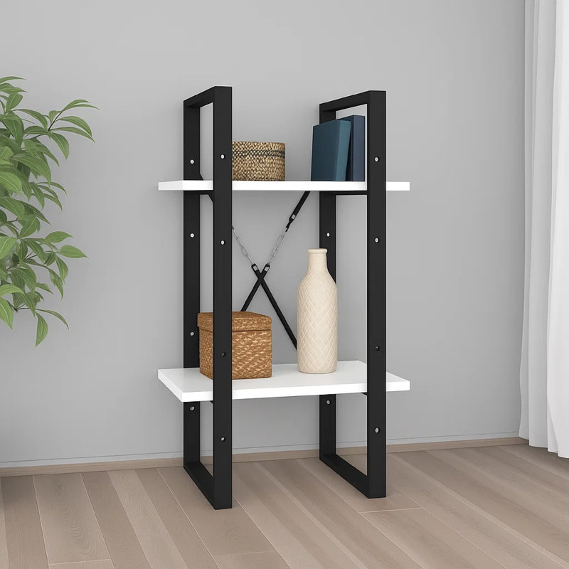 Bibliothèque Canne en bois d'ingénierie, Blanc, (2 tablettes) H 27,6 po x l 15,7 po x P 11,8 po