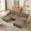 107" U Shaped Modern Sofa Modular Sectional Cloud Couch with  2 Ottomans, 3-Seat Chenille Deep Seat Sofa with Comfy Lattice Decored Seat Cushion, Bedroom and Apartment, Orange-137140044