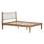 Grand lit avec dossier en cuir blanc tissé, structure en bois naturel