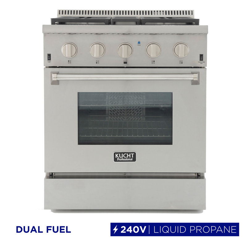 Kucht 30'' W Free Standing Range, Natural Gas, Stainless Steel