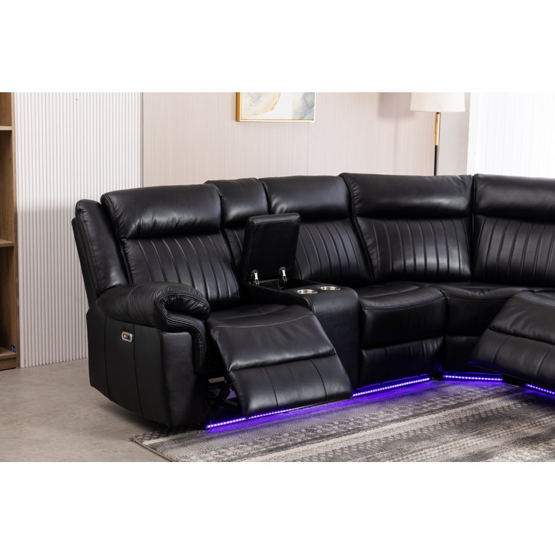 Canapé modulaire en cuir 3 pièces Arvard, Similicuir noir