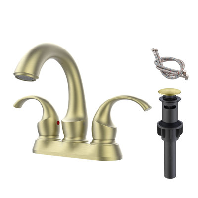 Centerset 2-handle Bathroom Faucet with Drain Assembly