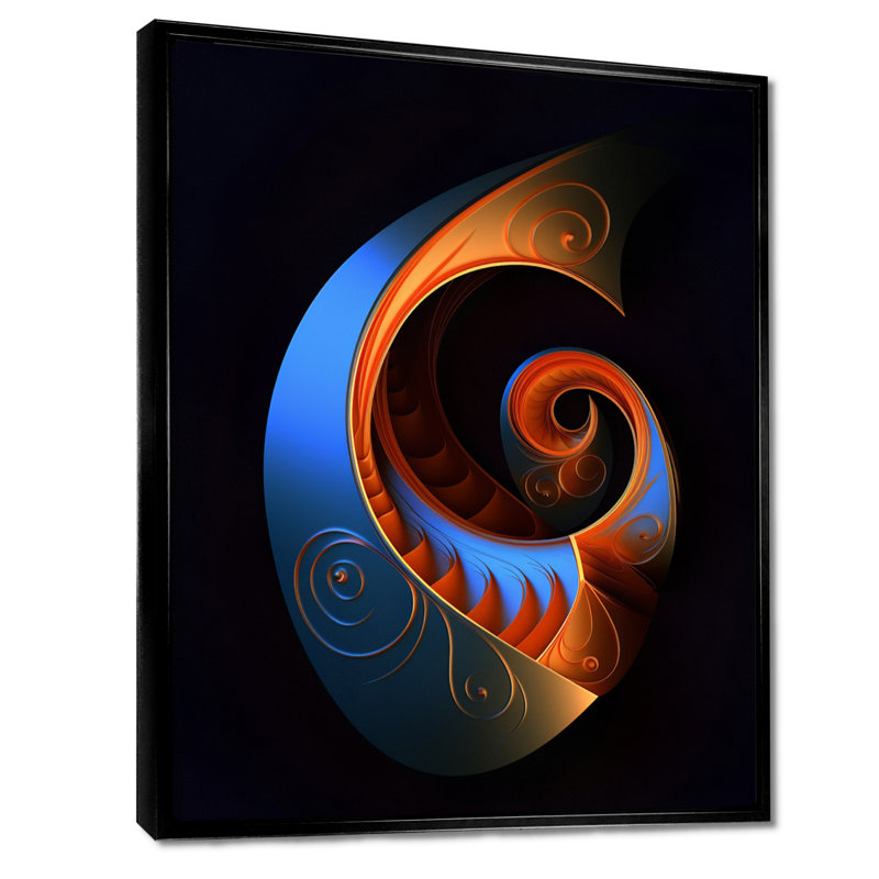 Délicate spirale subtile - art mural géométrique, H 20 po x l 12 po x P 1 po, Toile avec cadre flottant noir