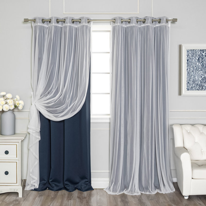 Panneau coulissant en polyester Natascha, L 52 po x L 96 po, Bleu marine