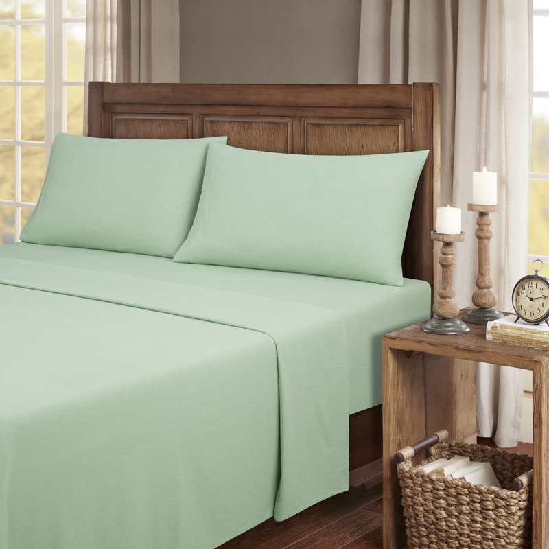 Kathy Ireland 100% Turkish Cotton Flannel Sheet Set, Queen Sheet Set + 1 Fitted Sheet + 2 Pillowcases, Sage