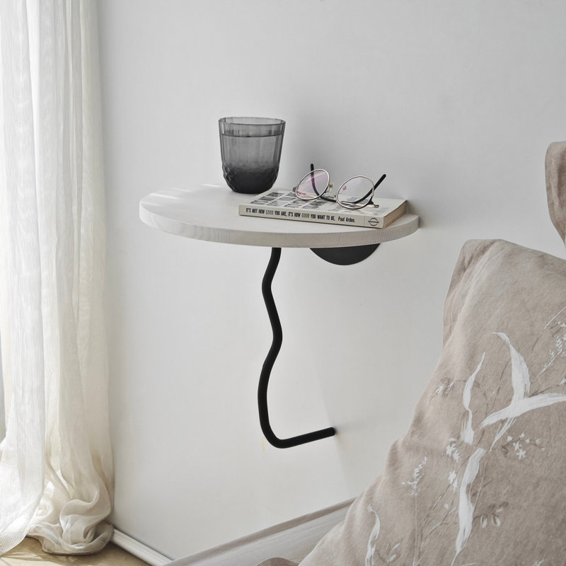 Locelso Wood Floating Shelf, White/Black, 35cm H x 35cm W x 35cm D