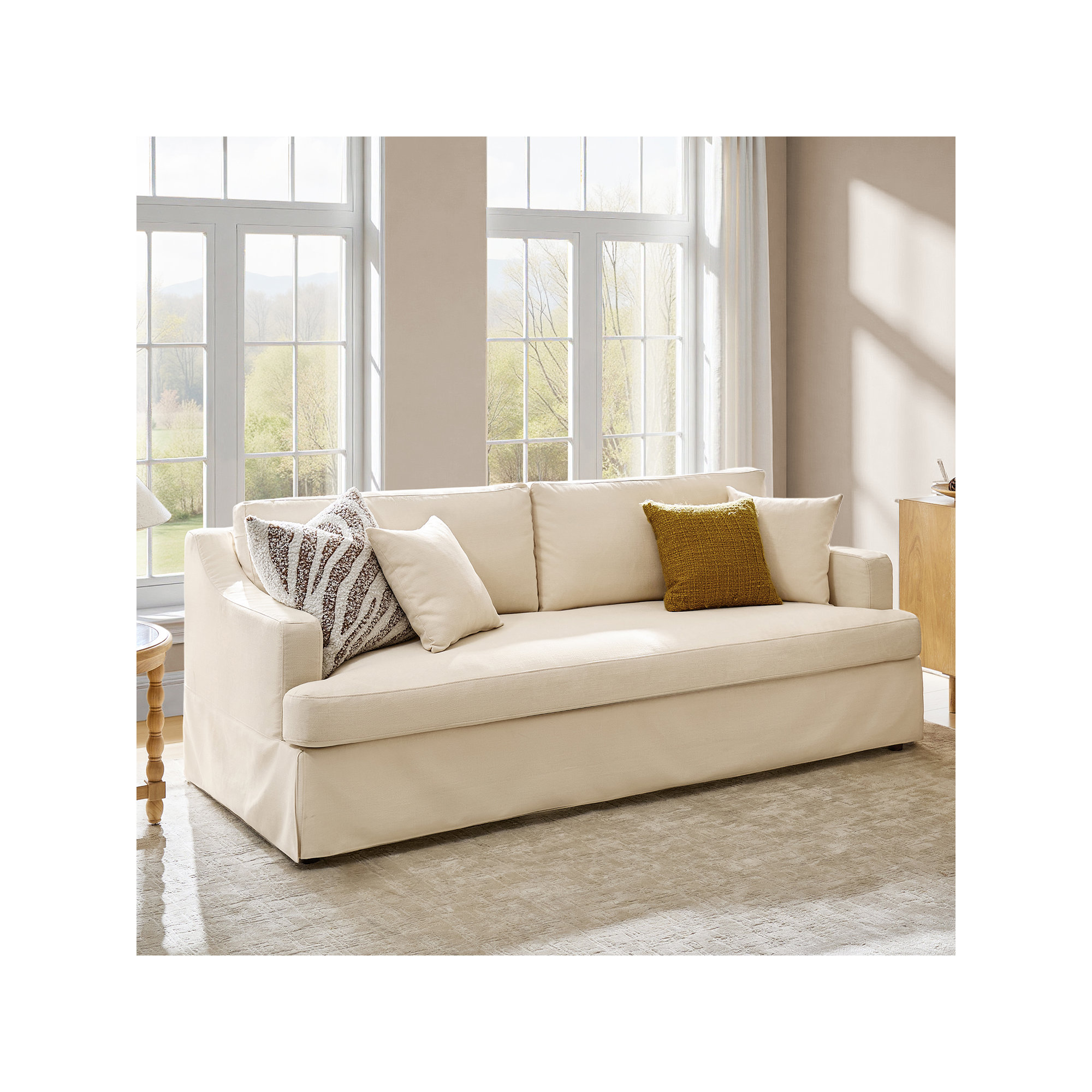 Lucie 88" Slipcovered Sofa, Linen