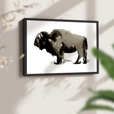 Monochrome Bison II -Framed Print - Restickable