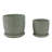  Decorative Ceramic Outdoor Platner With Pattern - Stylish Indoor Flower Pots With Saucer For Patio, Living Room, Or Home Decor - Set Of 2, 8", 6", Green-1305415958