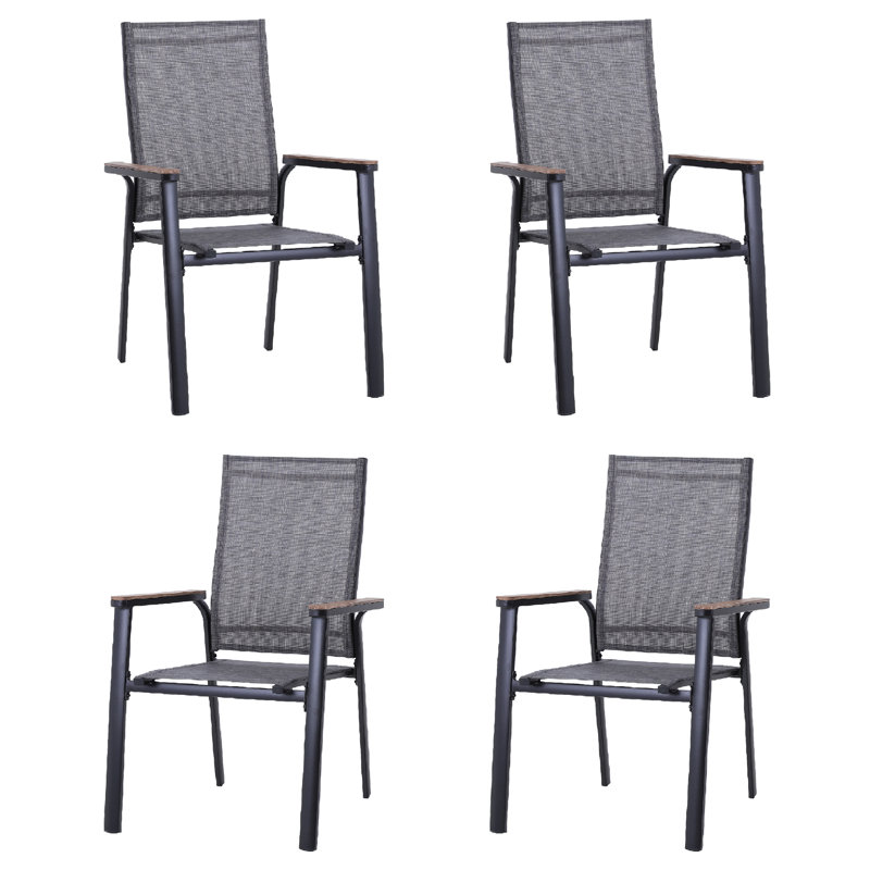 Stacking Patio Dining Armchair, 4, Grey