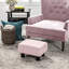 Repose-pieds en rose - Cube rembourré en lin pour le salon, siège confortable rembourré en mousse éponge 24D, structure en bois massif et 4 pieds, léger et facile à déplacer, L 15,75 po x l 11,75 po, H 9,5 po, 220 lb