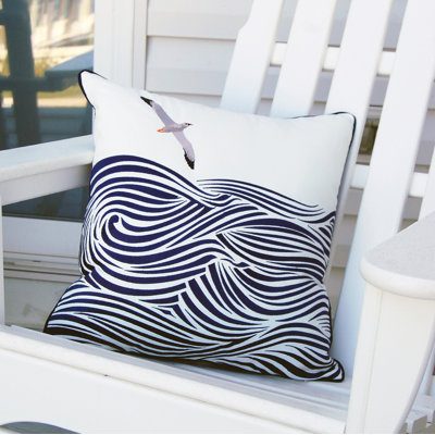 Embroidered Outdoor Throw Pillow