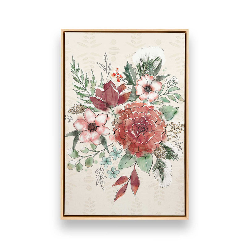 «Festive Blooms VI» par Anne Tavoletti, reproduction d'art, H 48 po x l 36 po, Floater Frame, Tanné