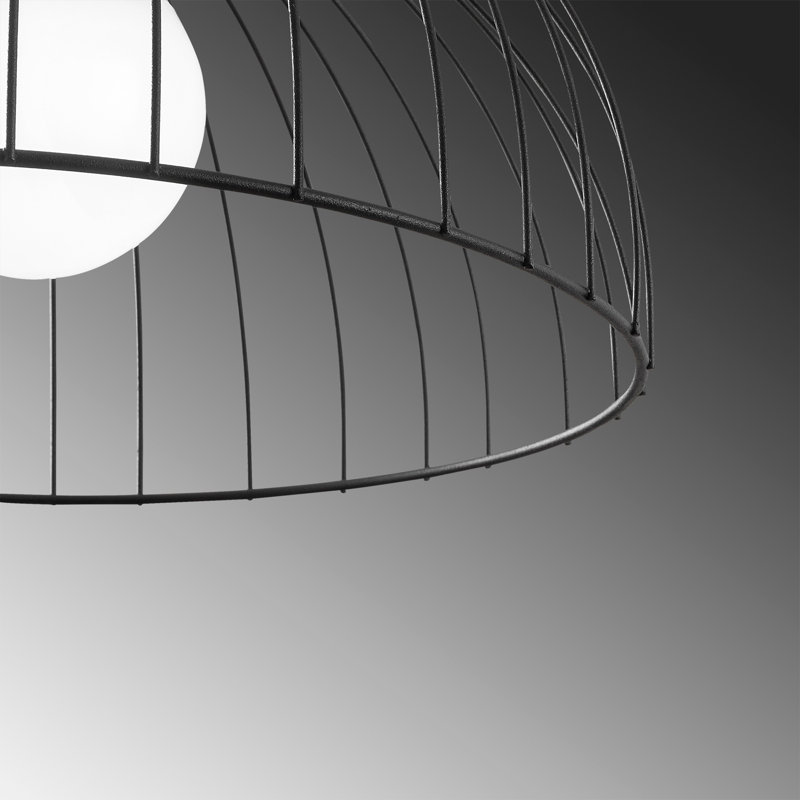 Luminaire suspendu en forme de dôme à 1 lumière Randazzo, Noir, H 44,49 po x l 13,78 po x P 13,78 po